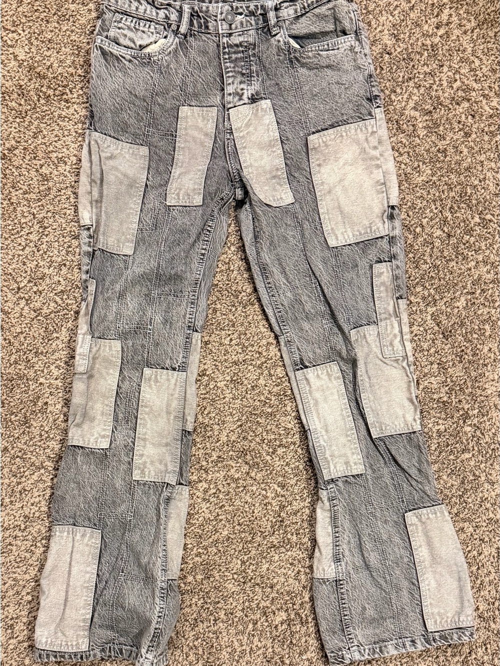 Tan Patchwork Jeans